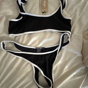 Nasty Gal Black Bikini with White Trim